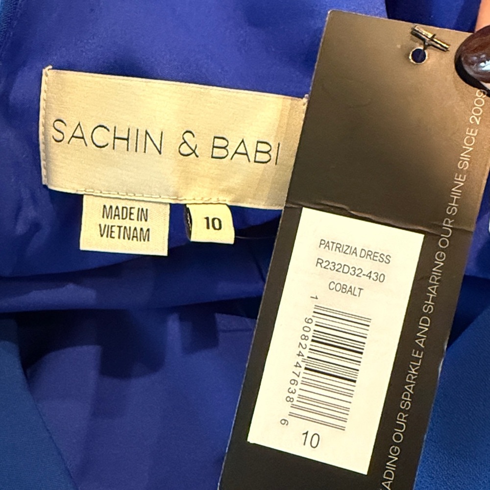 NWT Sachin & Babi Patrizia Blue Asymmetrical Crepe Dress Size 10 - Picture 3 of 15